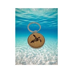 Wooden Keychain with Silver Ring